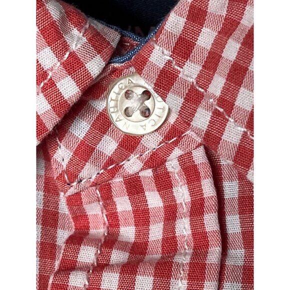Nautica Boys Medium 10/12 Red Gingham Check Long Sleeve Button Down Shirt - Picture 7 of 12